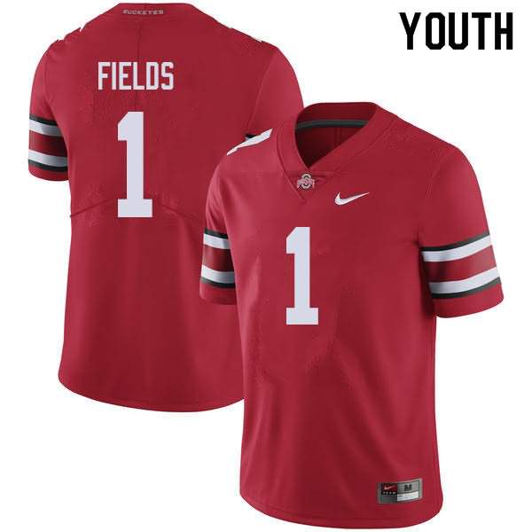 Ohio State Buckeyes Youth Justin Fields #1 Red Authentic Nike College NCAA Stitched Football Jersey QO19F28ZT